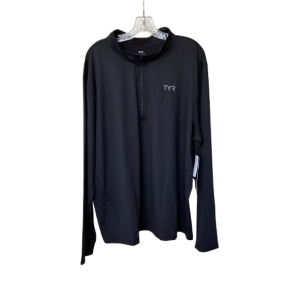 TYR SLS Quarter Zip Long Sleeve Shirt Athletic Fit Men's 2XL Black NWT - Picture 2 of 7